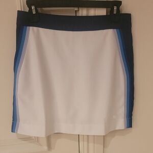 G/FORE White Mini Skirt with Blue Stripes